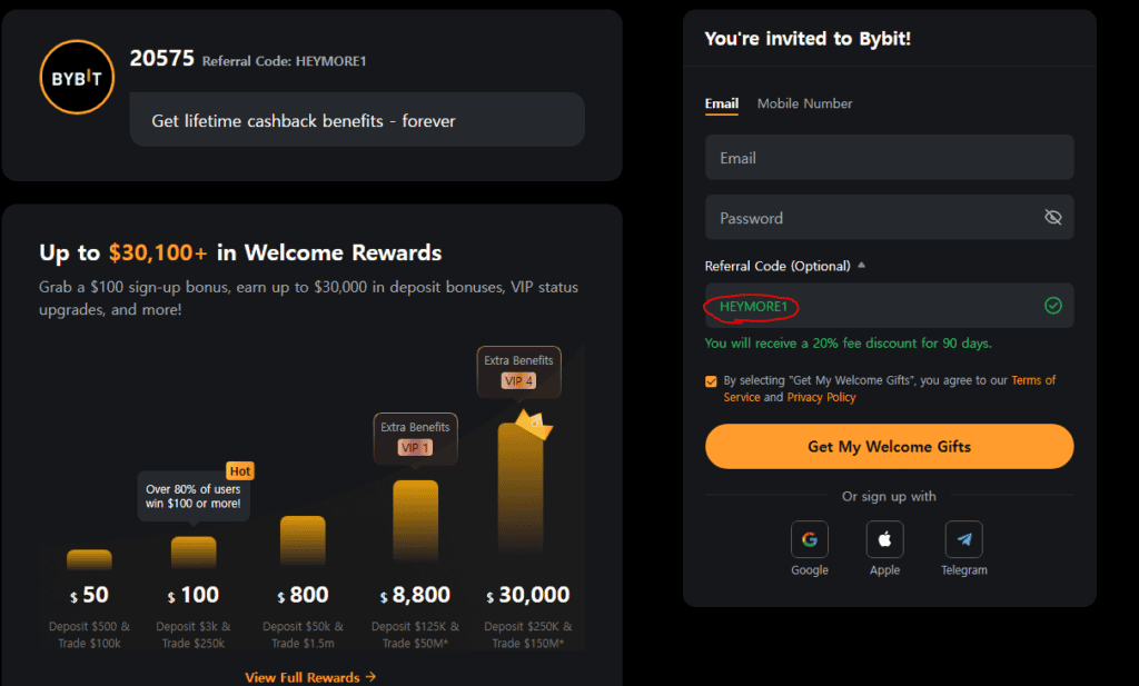 hướng dẫn đăng ký tài khoản sàn bybit - form nhập email mật khẩu